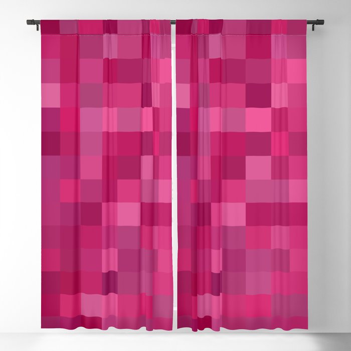 Shades of Pink Pixel Blocks Pattern Design Blackout Curtain
