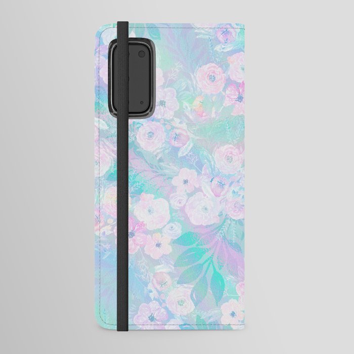 Pink teal lavender watercolor ombre floral Android Wallet Case