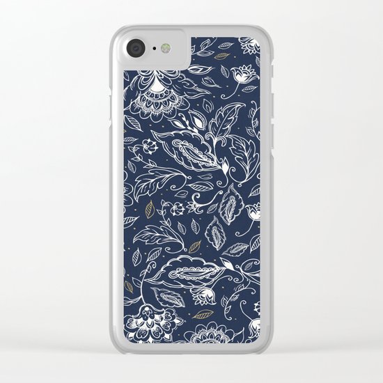Blue Paisley Clear iPhone Case