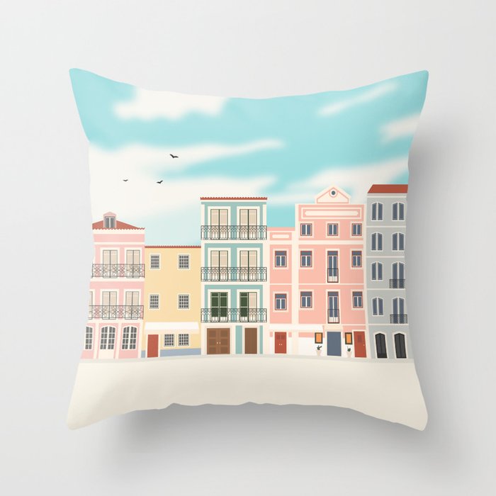 Colorful Lisbon, Portugal Throw Pillow