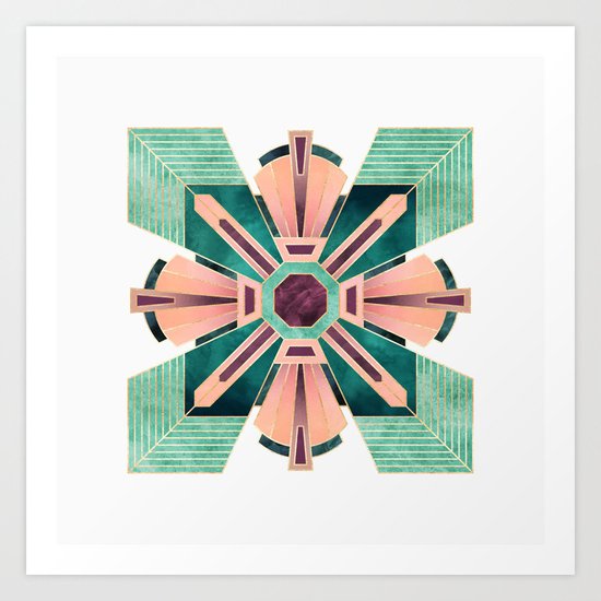 Art Deco Flower 1 Art Print