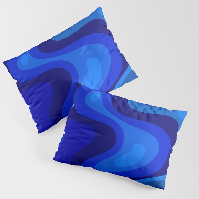 Blue Abstract Art Colorful Blue Shades Design Pillow Sham