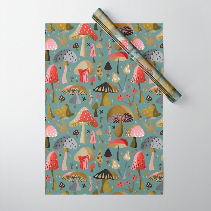 Mushroom Collection – Mint Wrapping Paper