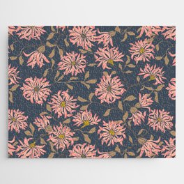 Cottage flowers chrysanthemums – dark blue Jigsaw Puzzle