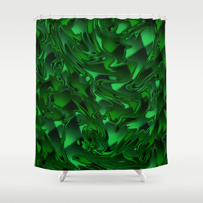 Emerald Green Chromatic Melt Shower Curtain