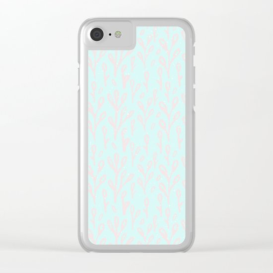 Merry christmas- abstract winter pattern with pink branch and snow Clear iPhone Case