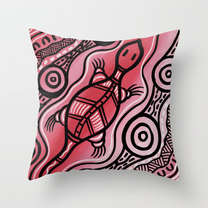Authentic Aboriginal Art - Lizard Throw Pillow