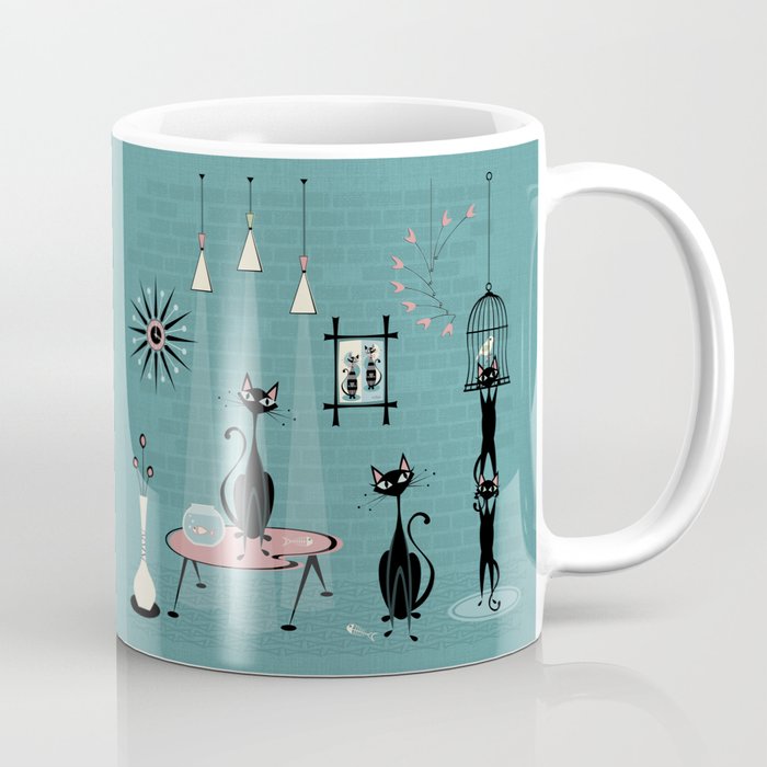 Mid Century Kitty Mischief - ©studioxtine Coffee Mug