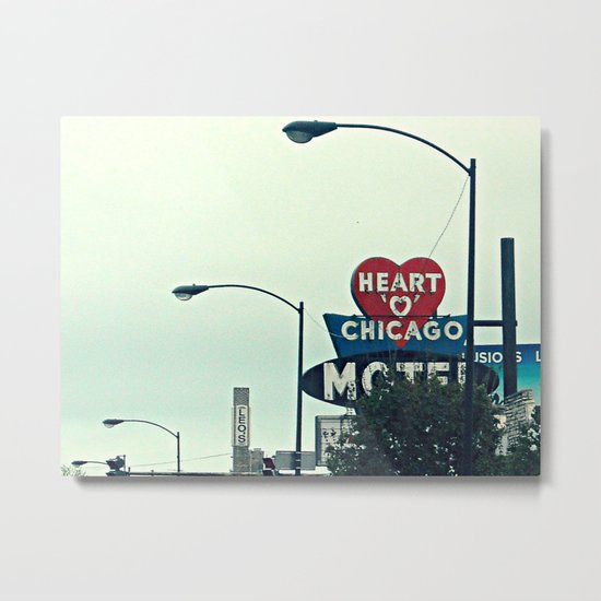 Heart 'O' Chicago Motel (Day) ~ vintage neon sign Metal Print