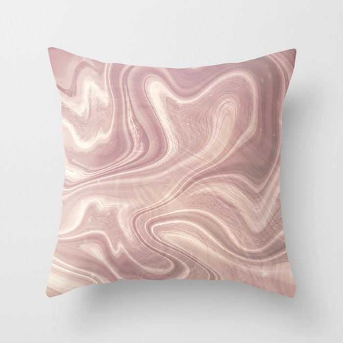 Dusty Rose Pink Swirl Marble Throw Pillow by Design Minds Boutique Society6