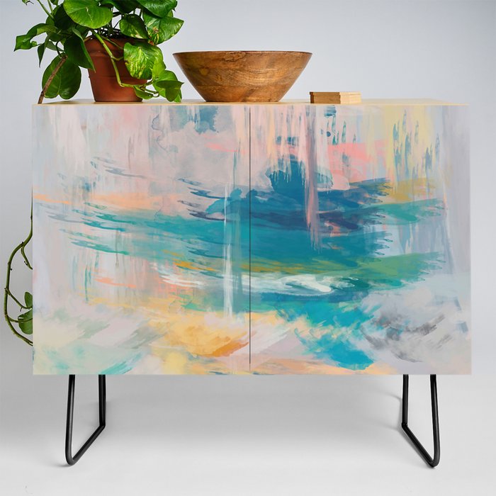 Pastel Abstract Art Credenza