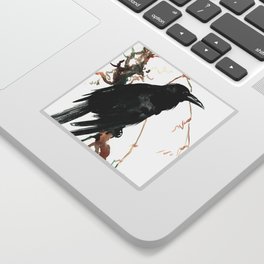 raven, raven crow artwork black brown Sticker