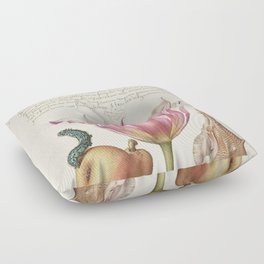 Vintage poster Floral and calligraphy Floor Pillow