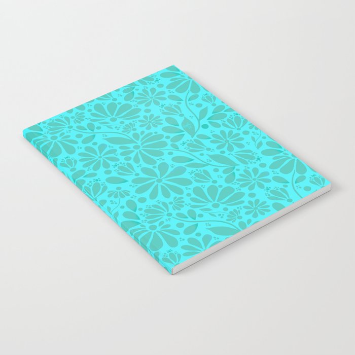 Funky Florals - Olive Green and Aqua Notebook