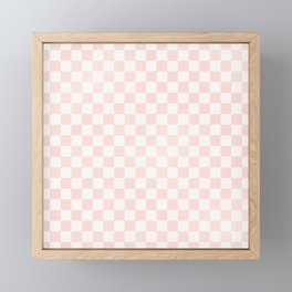 Blush Pink Coral Checkered Grid Line Drawing Framed Mini Art Print