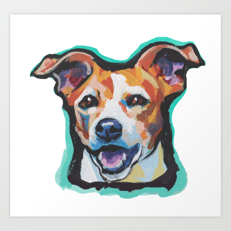 jack russell terrier art  violin dog painting  gift pop folk 4x6  GLOSSY PRINT