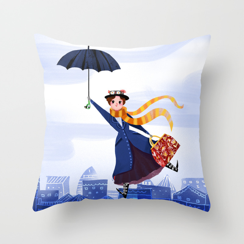 Handmade Hand printed Mary Poppins  Pillow