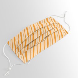 [ Thumbnail: Bisque and Dark Orange Colored Lines/Stripes Pattern Face Mask ]