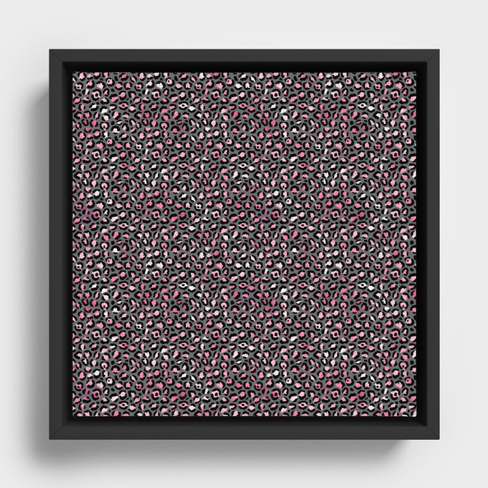 Pink Grey Leopard Pattern Framed Canvas