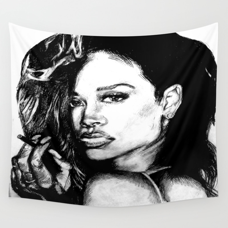 Rihanna Drawing Wall Tapestry By Clairenisbet Society6