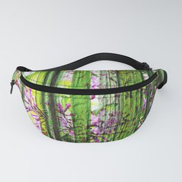 Painted Trails Of Green Floral Abstract Fanny Pack