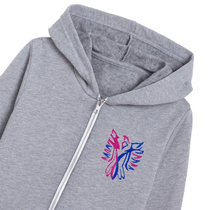 Phoenix in Dark Blue and Dark Pink Kids Zip Hoodie