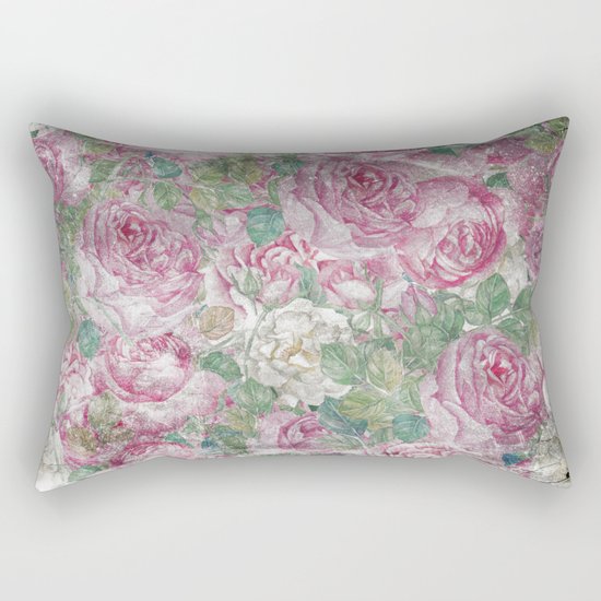 Vintage & Shabby-chic - floral roses flowers rose flower Rectangular Pillow