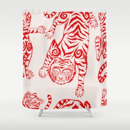 Japanese tiger. Asian illustration pattern Shower Curtain