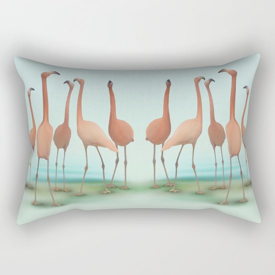 Flamingo Mingle Rectangular Pillow