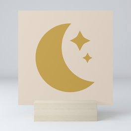 Moon & Stars - Gold Mini Art Print