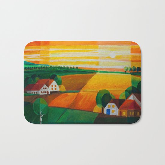 DoroT No 0181 – Summer Evening Over Village – Sommerabend über dem Dorf Bath Mat