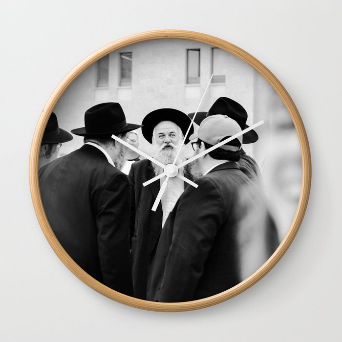 The Western Wall in the Old City, Jerusalem, Israel | Holy-place, religious jewish men talking | Fine art print photography  Wall Clock