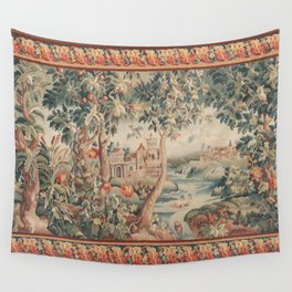 Antique 18th Century French Verdure Flower Garden Tapestry Wall Tapestry