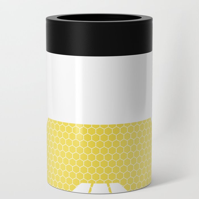 White Diamond Lace Horizontal Split on Sunshine Yellow Can Cooler