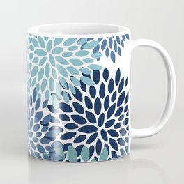 Floral Blooms, Navy, Blue and Teal Coffee Mug