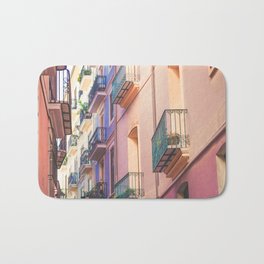 Spain Photography - Colorful Apartments In A Narrow Street  Bath Mat