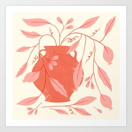 Quirky Flowers in a Vase - Red Art Print