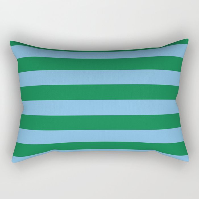 Blue Green Color Block Stripe Pattern Rectangular Pillow