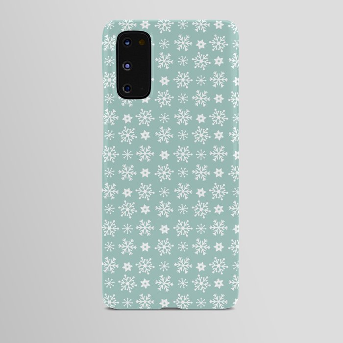 Christmas Pattern Turquoise White Snowflake Retro Android Case