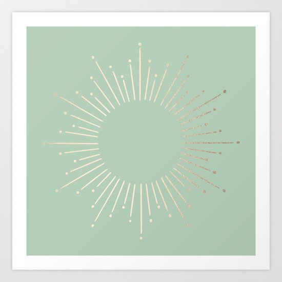Simply Sunburst in Pastel Cactus Green Art Print