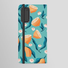 Seamless pattern with hand drawn lemons on blue background VECTOR Android Wallet Case