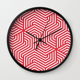 Rose madder - red - Minimal Vector Seamless Pattern Wall Clock