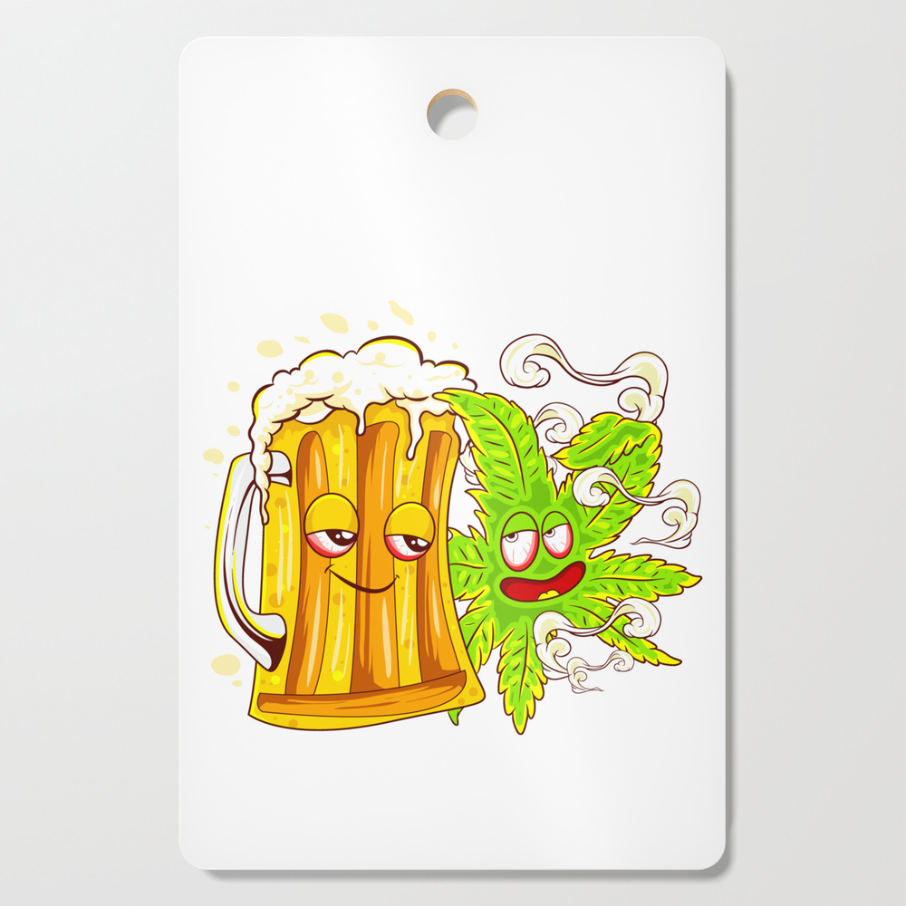 Happy Couple Wasted Funny Beer Mug and Cannabis Leaf Cutting Board by socooldesigns