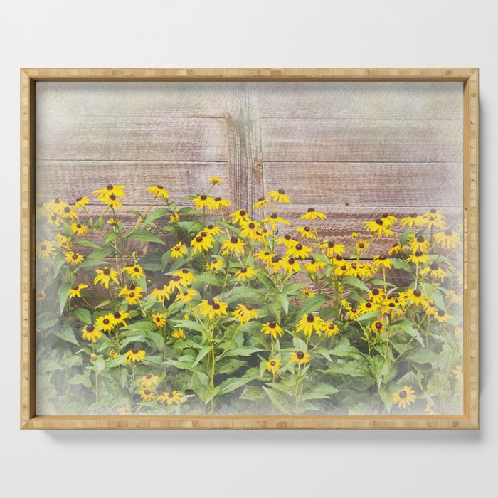 Wall of Flowers Watercolor Serving Tray