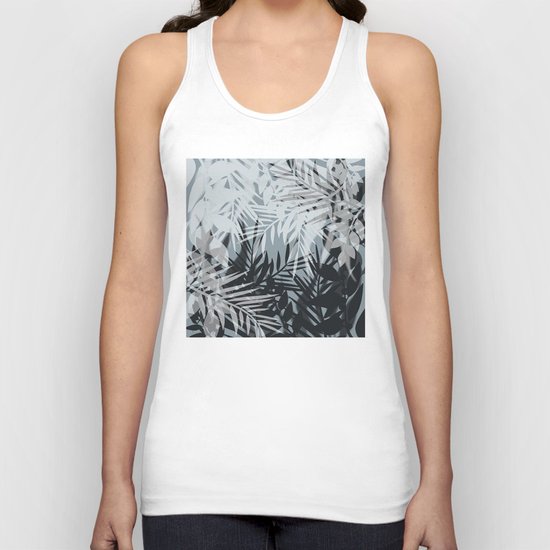 Gray Leaves pattern . Unisex Tank Top