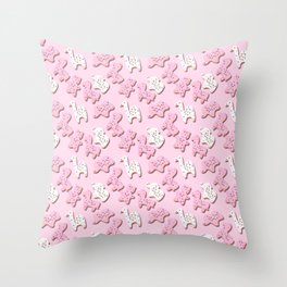 March of The Cookies Throw Pillow | Pink, Animal, Cute, Dessert, Pattern, Food, Painting, Sweet, Pop Art, Circus 