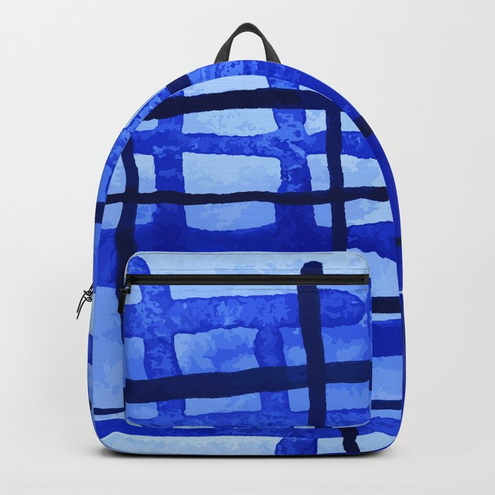 blue plaid backpack