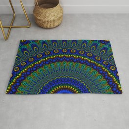 blue yellow mandala Area & Throw Rug