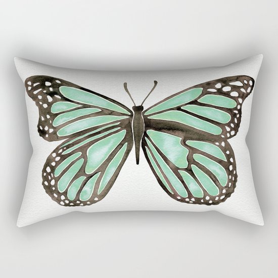 Mint Butterfly Rectangular Pillow
