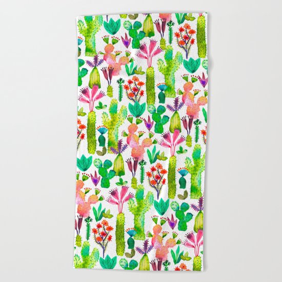 Cacti garden Beach Towel